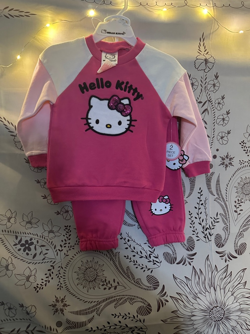 Hello Kitty Hot Pink and White Raglan Sweat Set